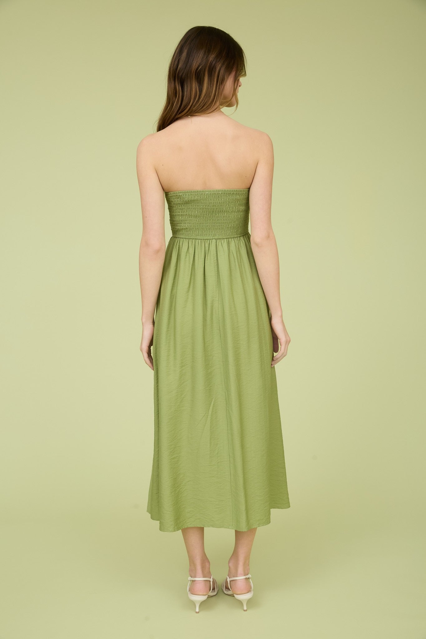 Dakota Pleated Strapless Midi Dress