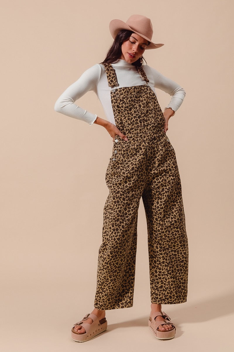 Leopard Barrel Overalls