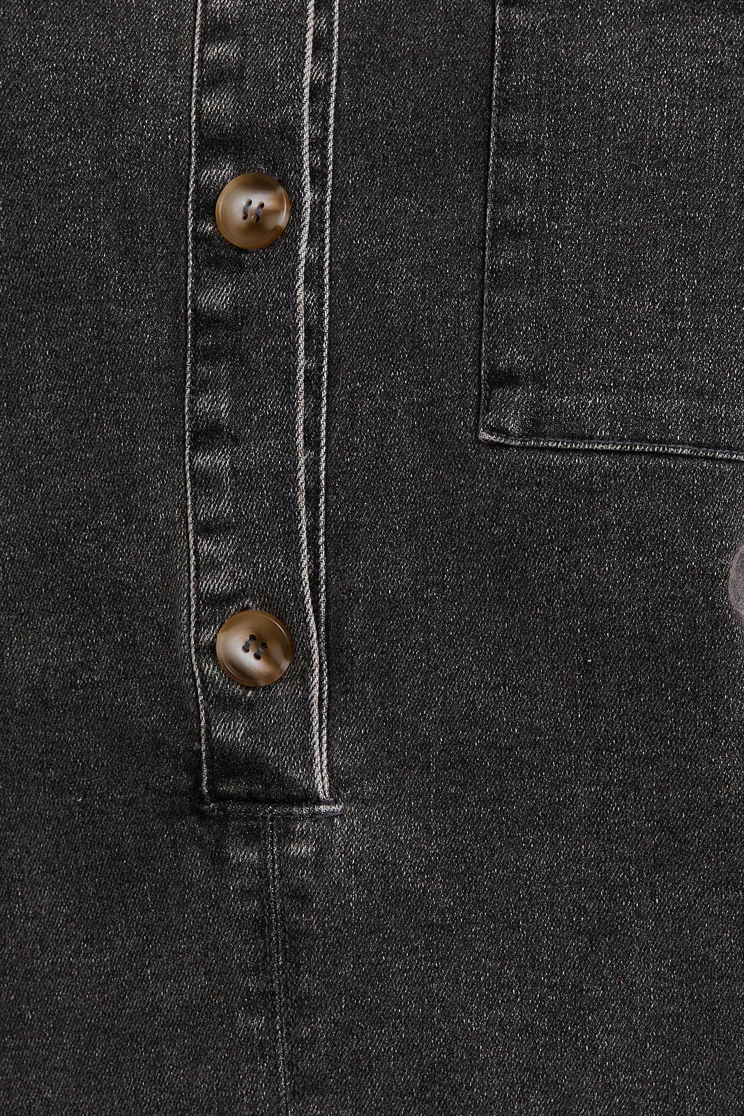 Philly Drop Shoulder Collar Detail Washed Denim Romper