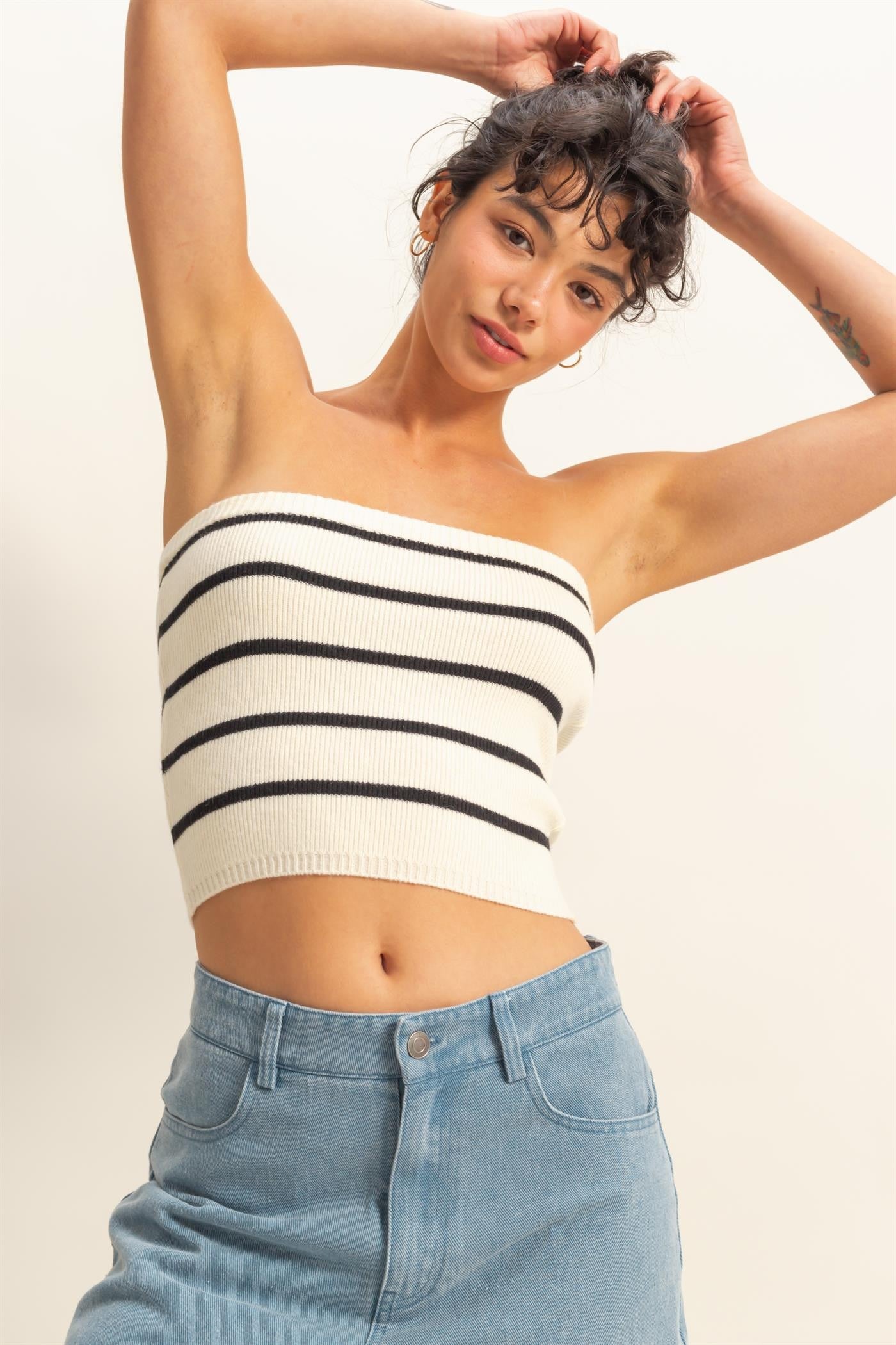 Silva Sweater Strapless Top (Two Colors)