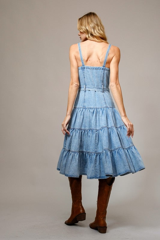 Denim Zip Midi Dress