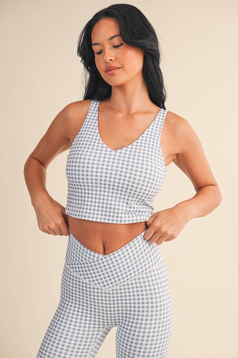 Gingham Performance Cropped Tank Top