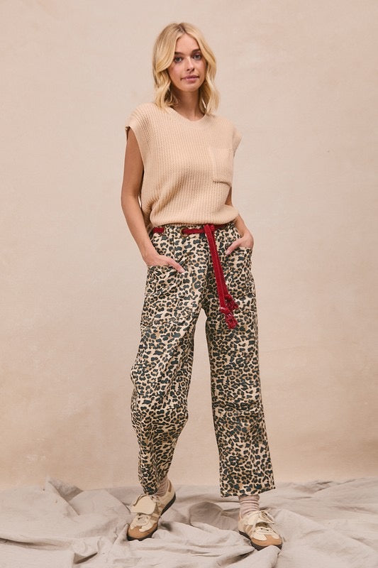 Leopard Rope Belt Pant
