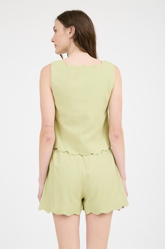 Scallop Woven Top