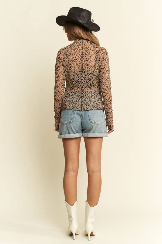 Cheetah mock neck long sleeve