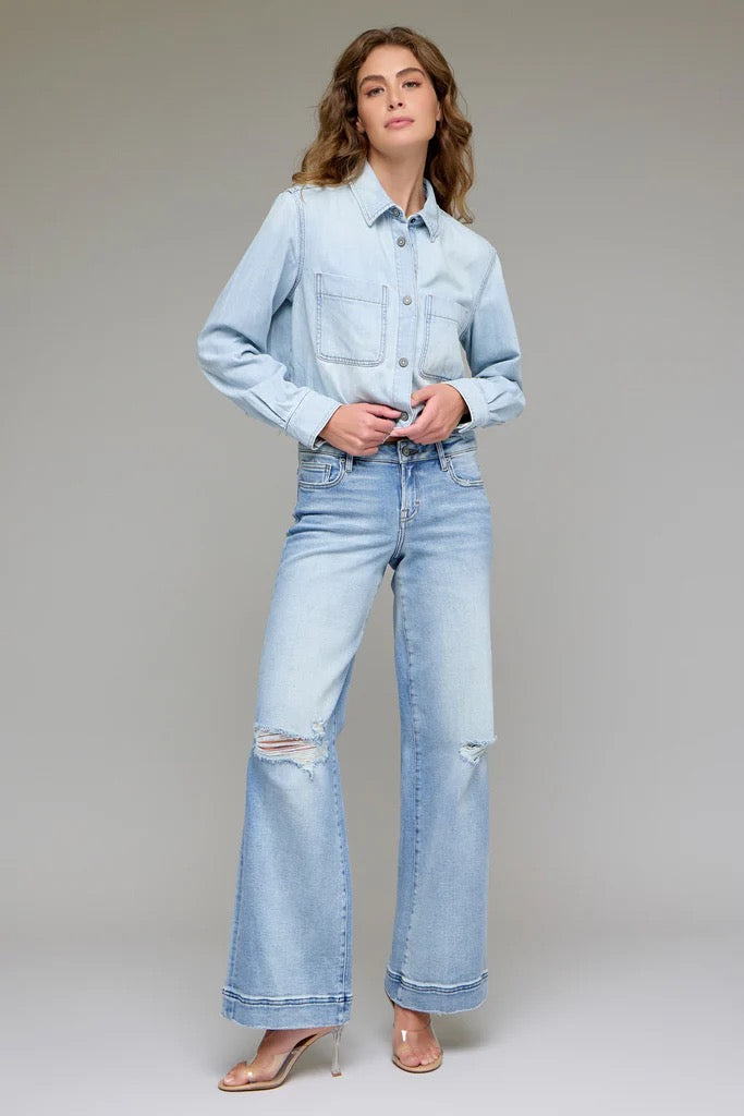 Nori Light Wash Wide Leg Jean