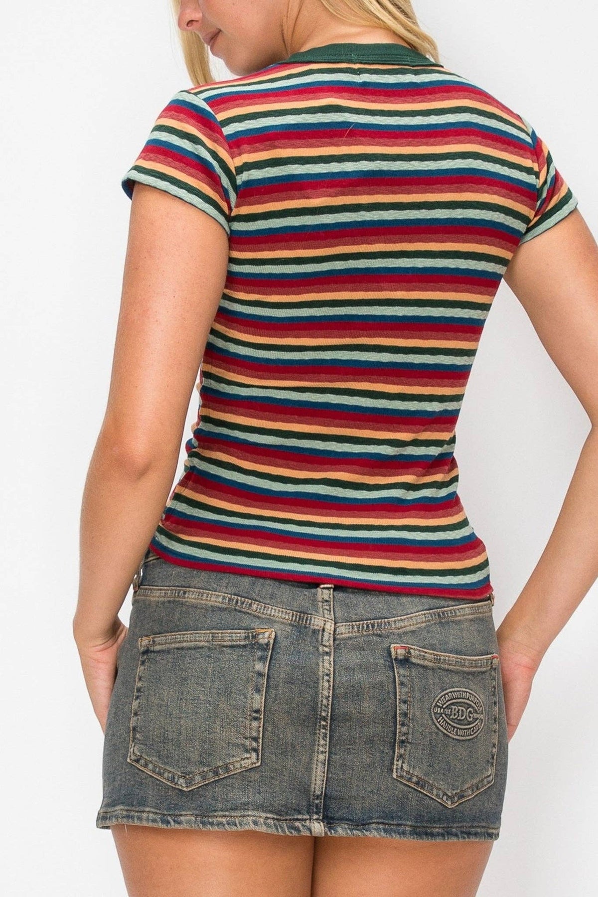 Tabby Striped V-Neck Tee