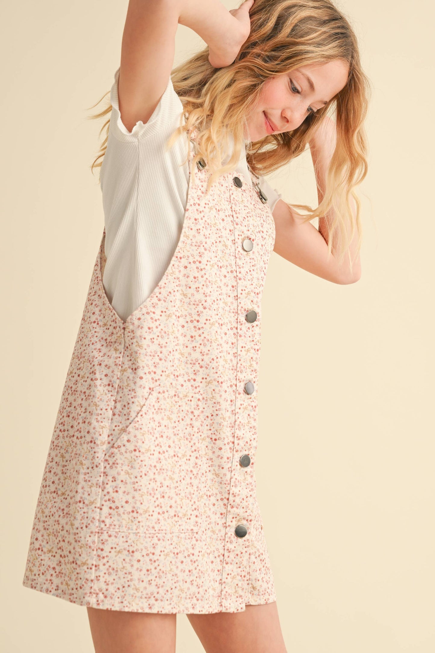 TWEEN FLORAL OVERALL DRESS (7-14)