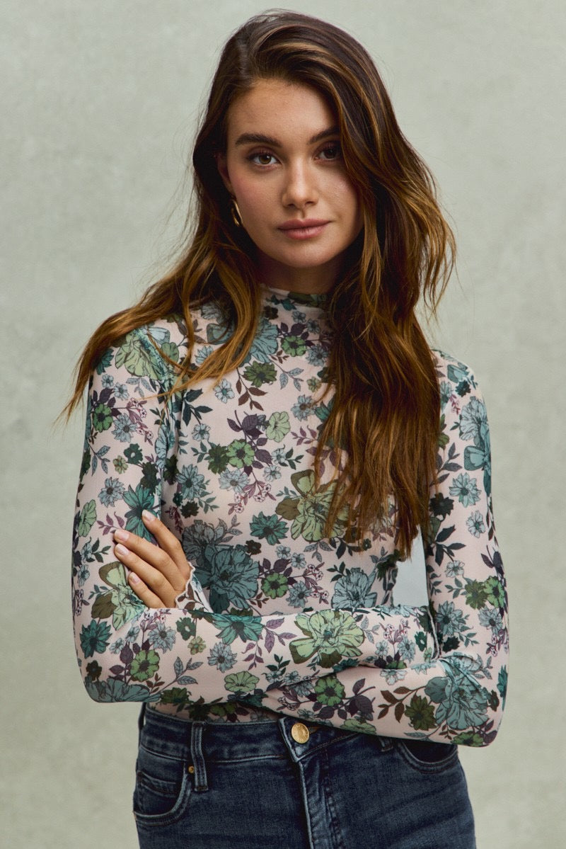 Brooklyn Floral Print Mesh Top