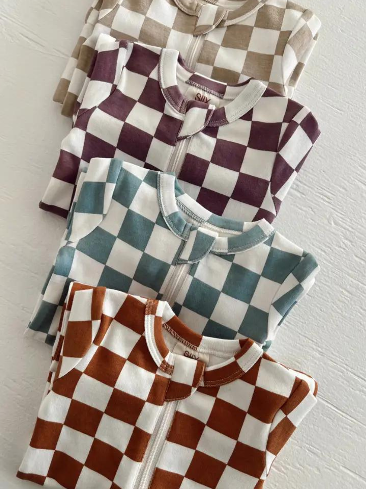 Tiramisu Checkerboard / Organic 2-Way Zip Romper (Baby-Kids)