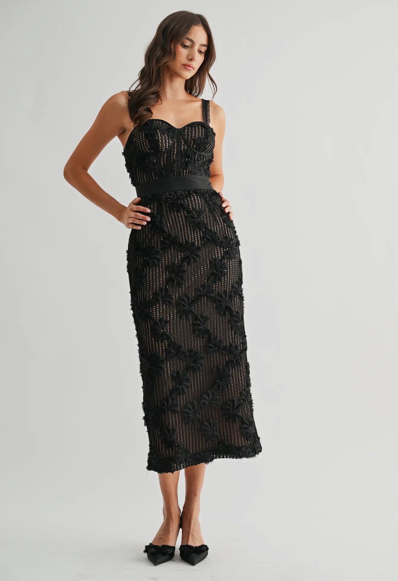 Holi-DATE Black Midi Dress