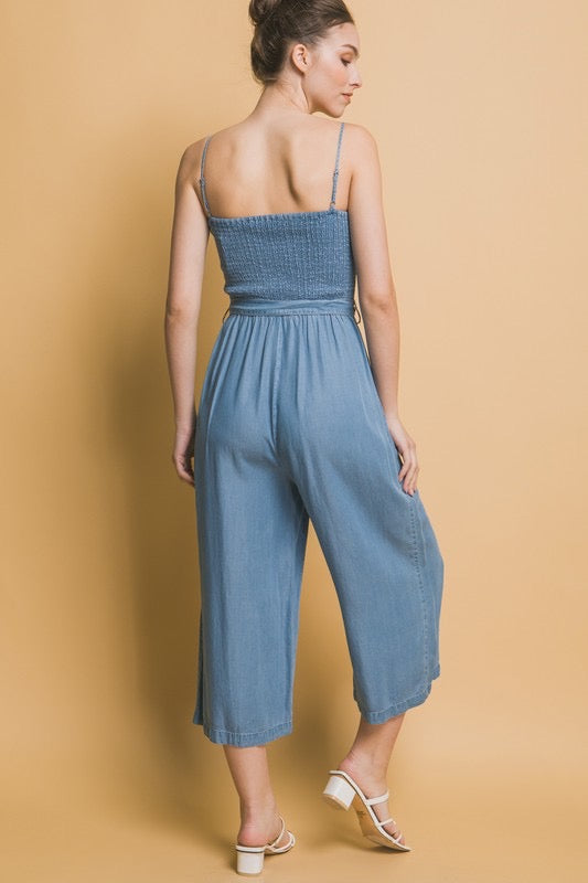 Smocked Wide Leg Jumpsuit