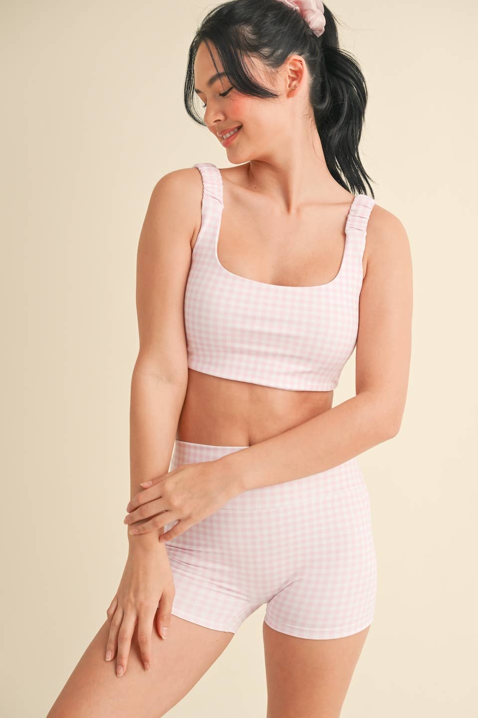 Gingham Ruched Bra Top