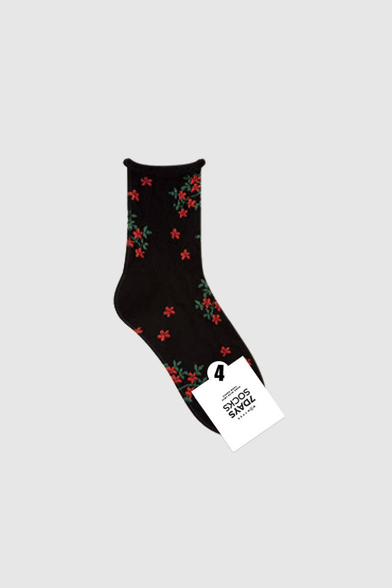 Women's Crew Ruffle Flower Socks