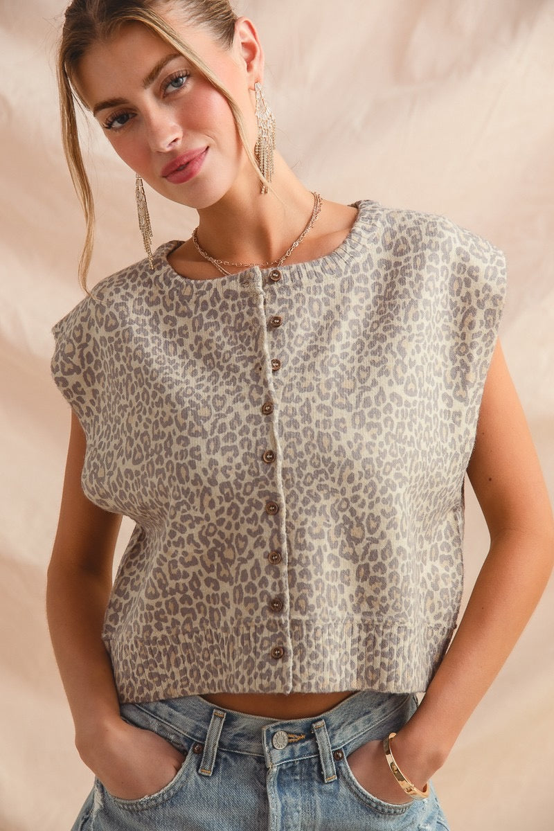 Simone Leopard Knit Vest