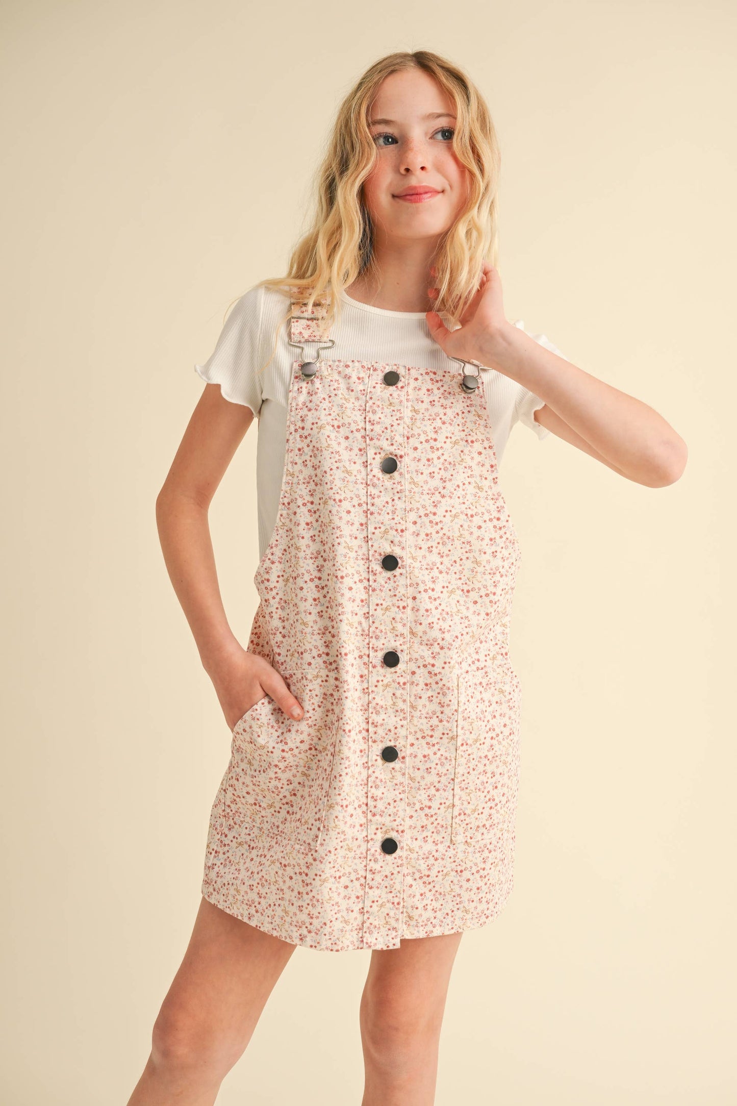 TWEEN FLORAL OVERALL DRESS (7-14)