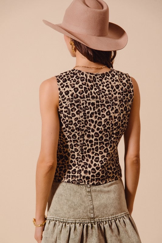 Vintage Leopard Twill Vest