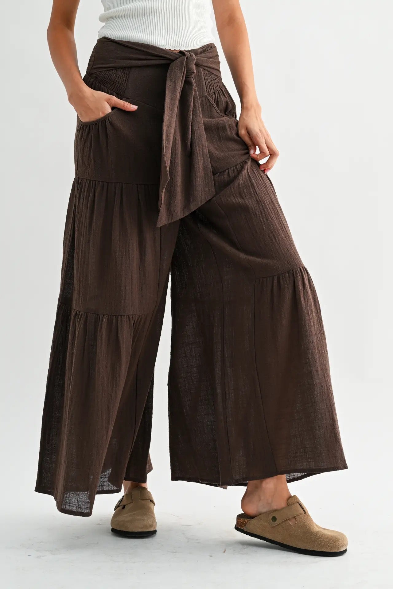 Tie Front Wide Leg Pants