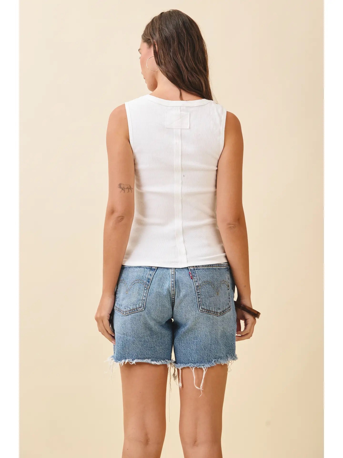 Ribbed Henley Tank Top