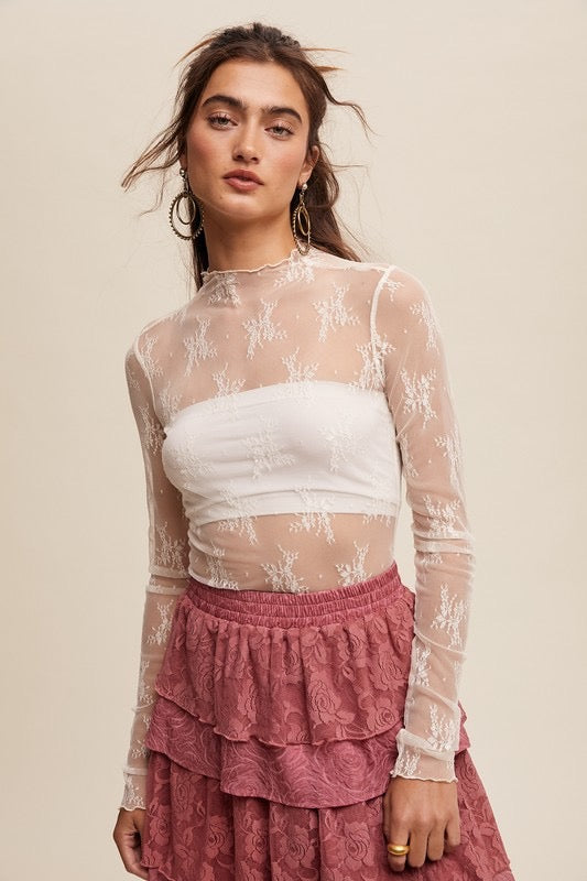 Lace Long Sleeve Top (10 Colors)