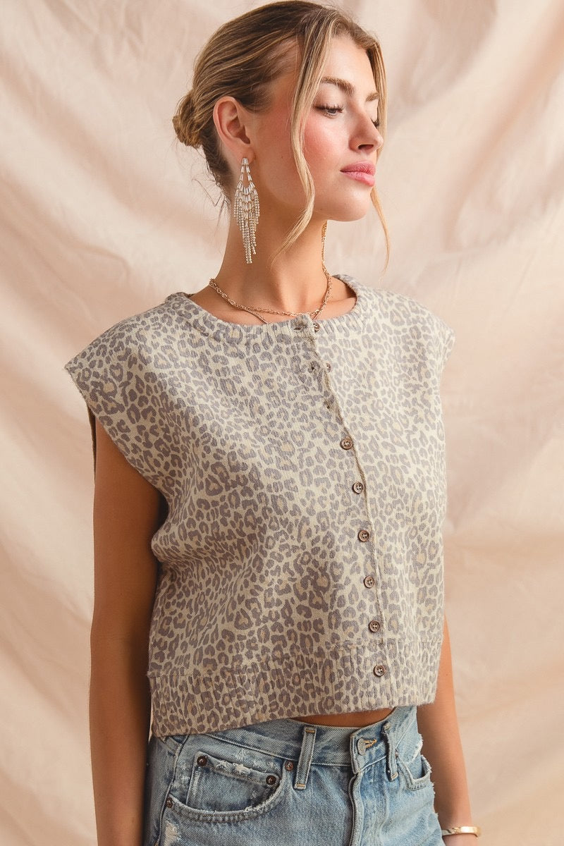 Simone Leopard Knit Vest