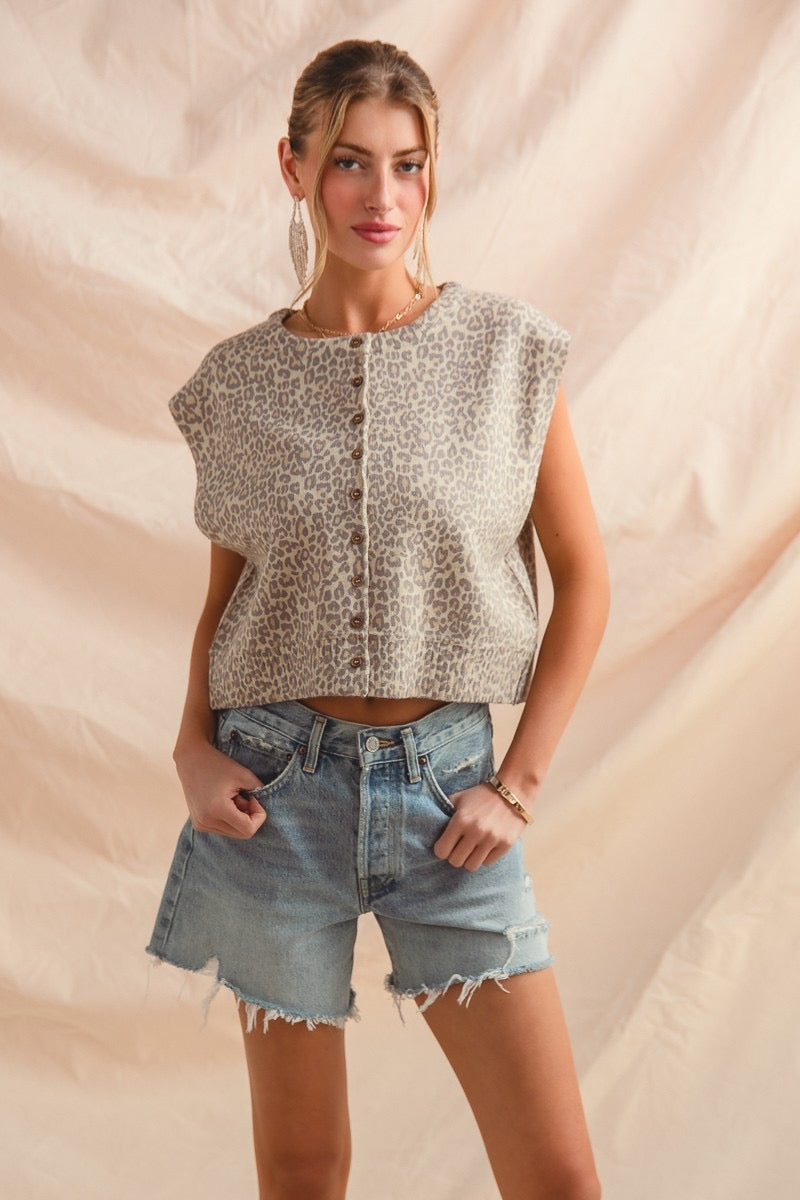Simone Leopard Knit Vest