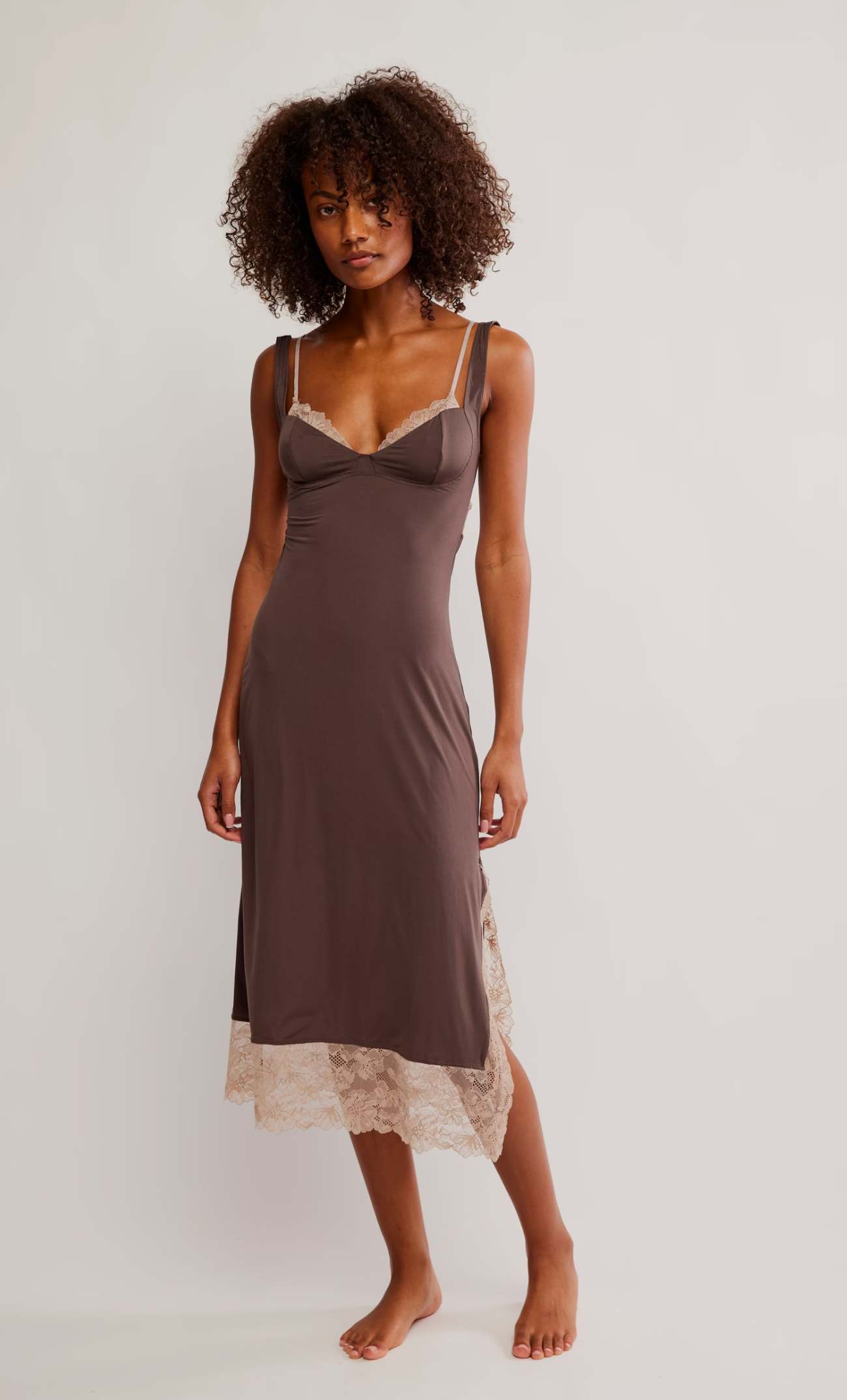 brown slip dress midi Satin Cowl Slip Wrap Midi Dress Rust Brown