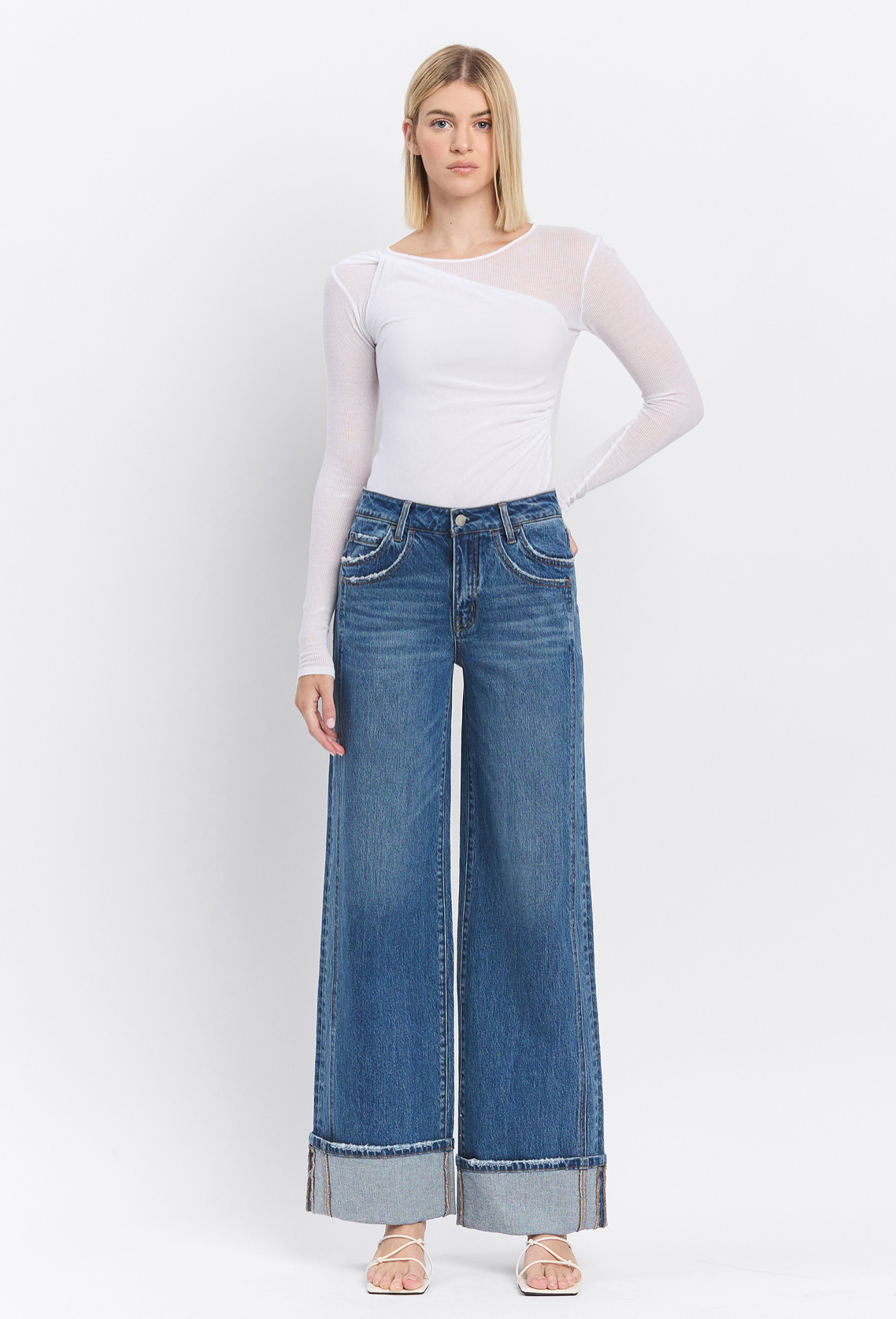 Kris Double Seam
| Shine Cuffed Panel Baggy Jean*
