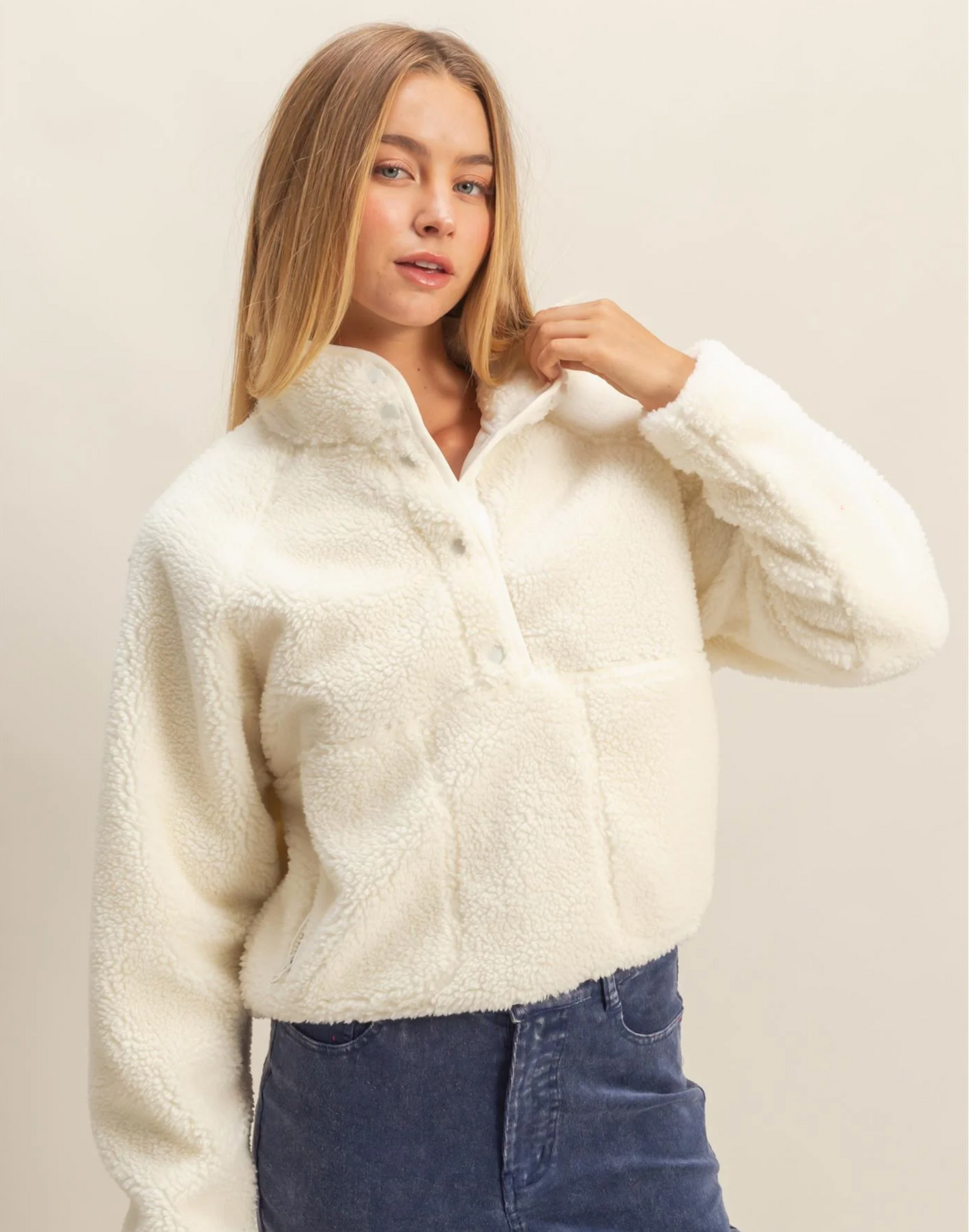 Sherpa Half Snap Jacket (5 Colors)