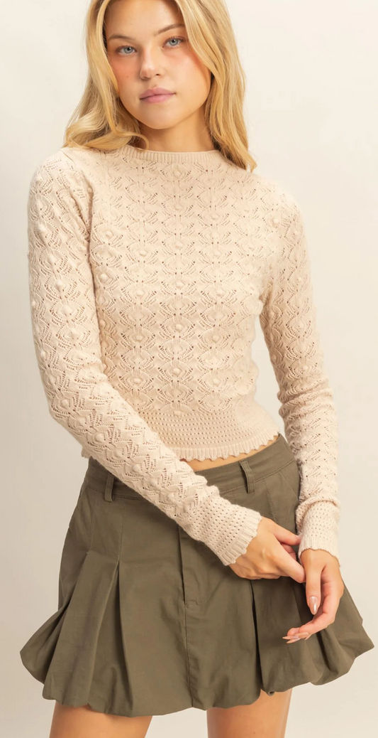 Pointelle Knit Sweater (2 Colors)