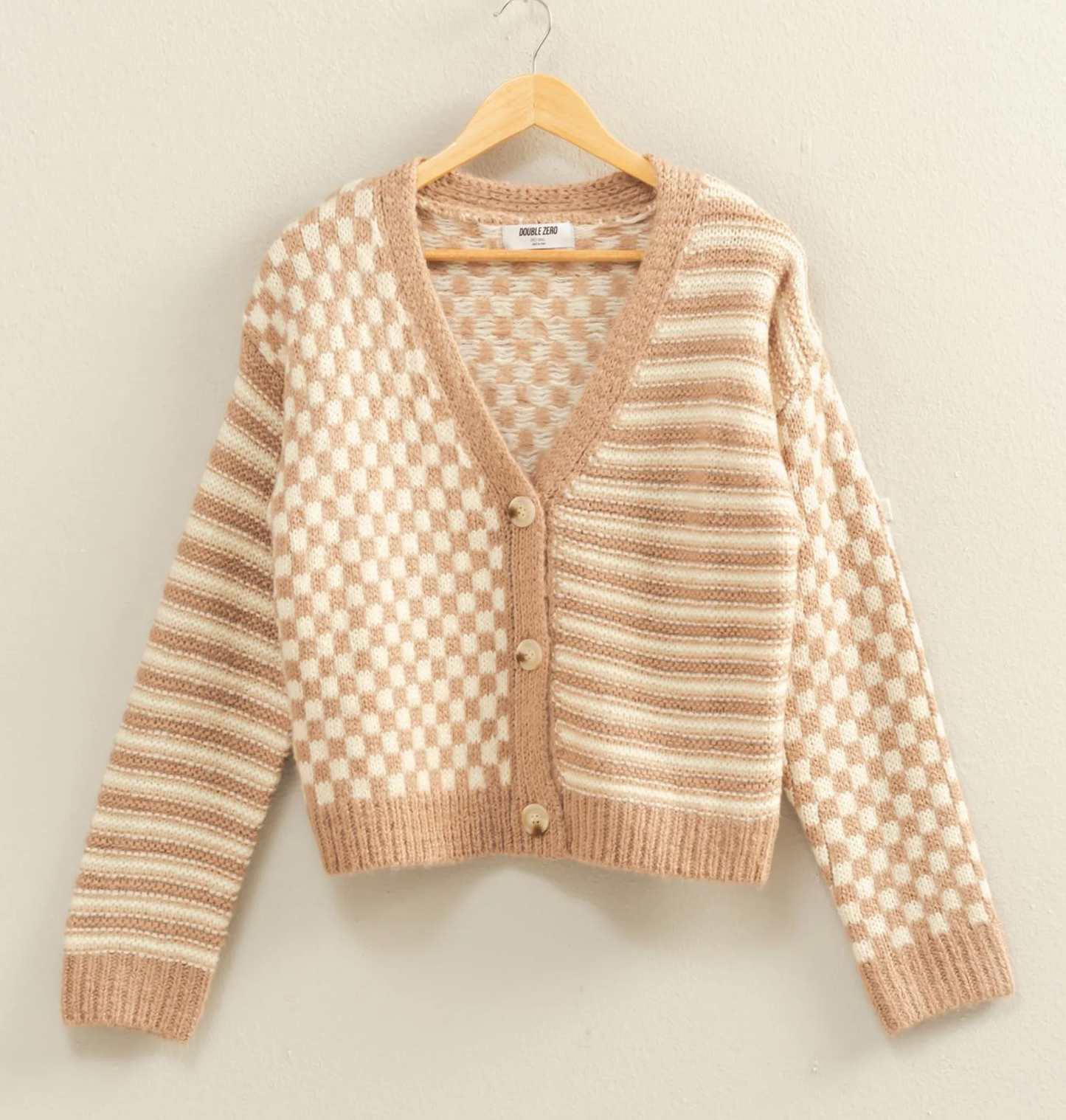 Zoie Checker and Stripe Cardigan