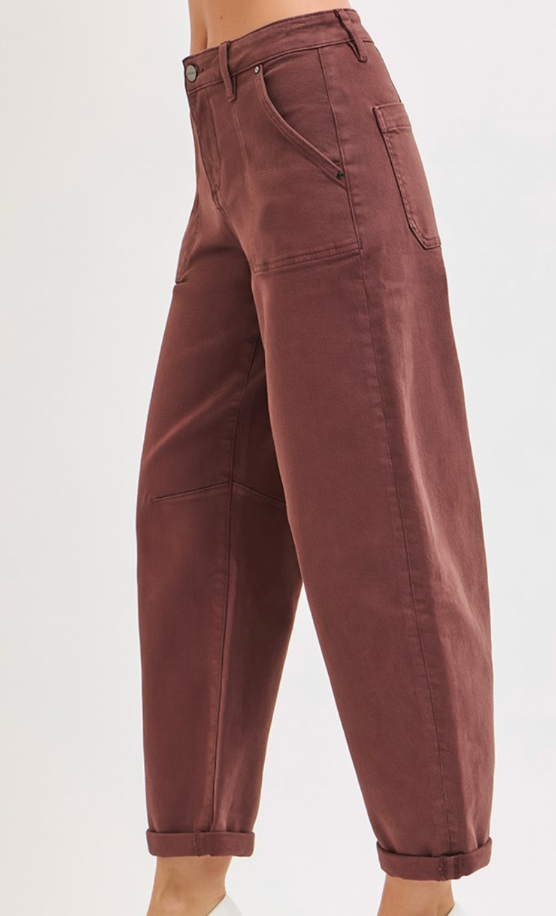 Choco Barrel Cuffed Jean