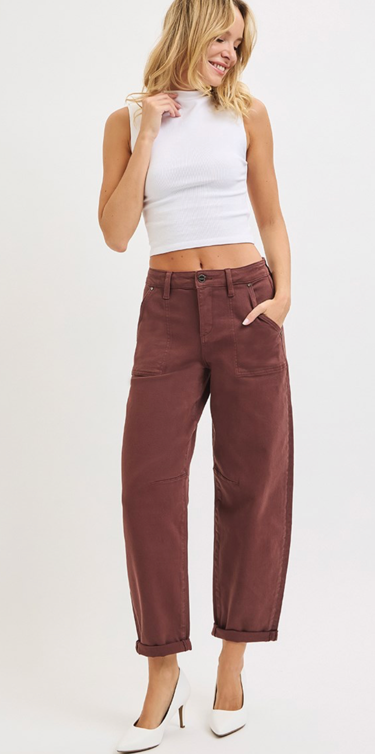 Choco Barrel Cuffed Jean