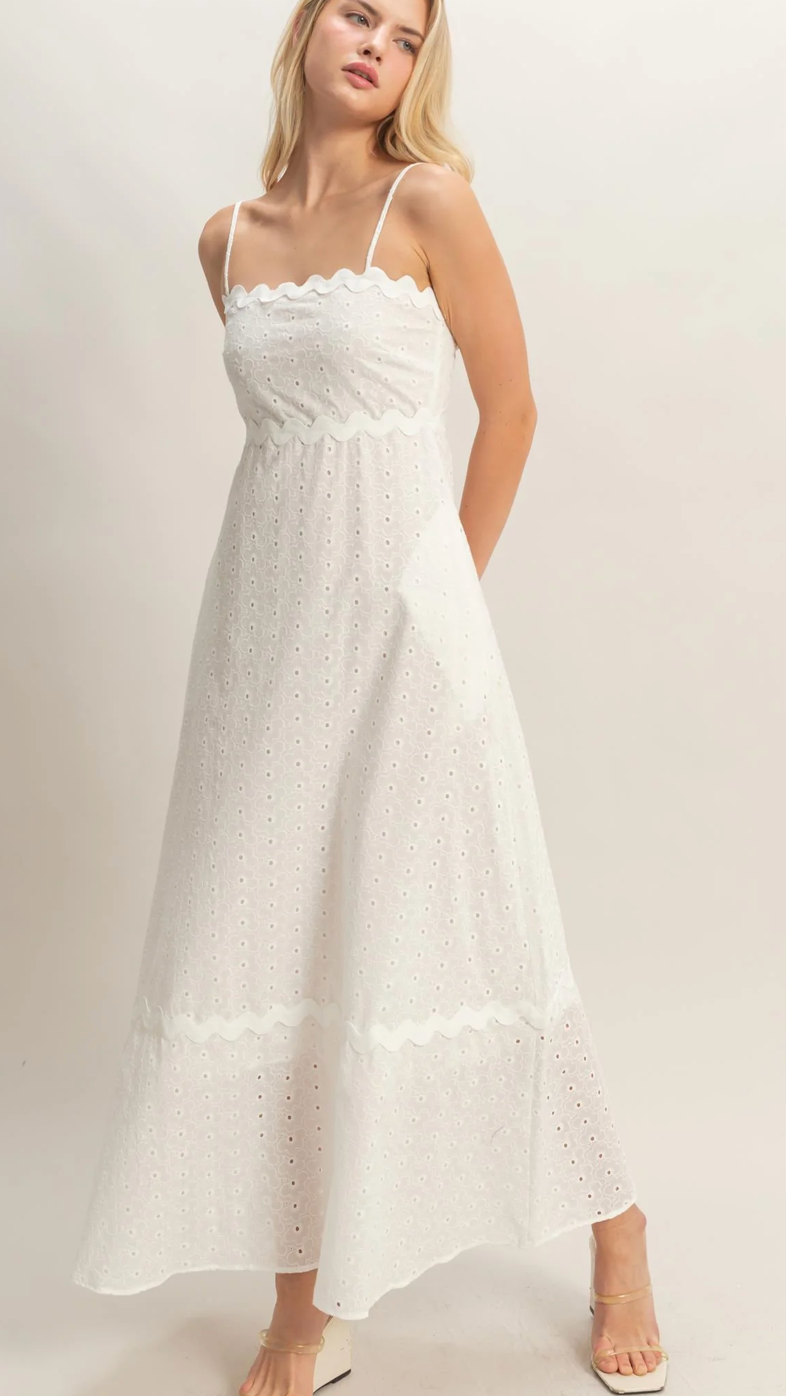 savannah midi dress Eyelet Large TULUM CUT OUT WAIST Its patchwork LEMONADE Colour:Azure Blue