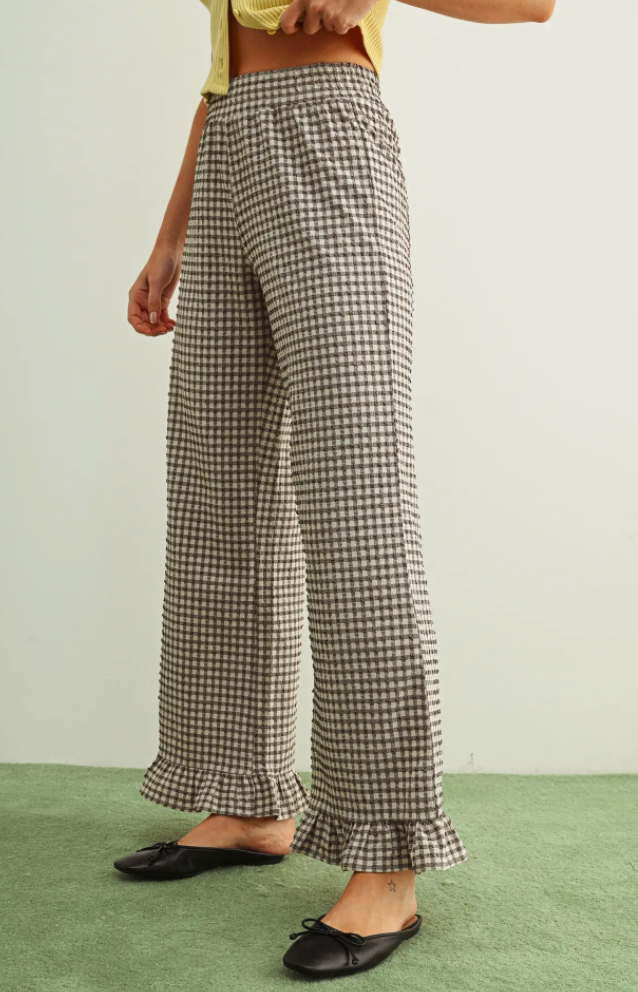 Crinkled Gingham Pant (Two Colors)