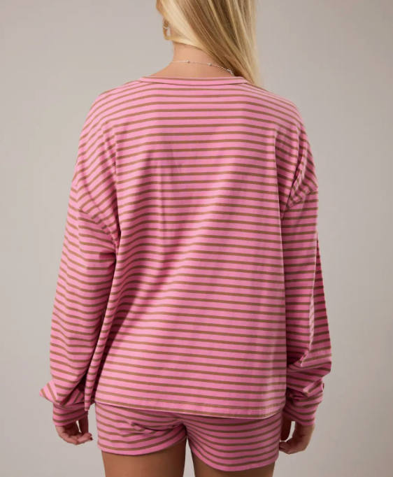 Mya Striped Henley Top