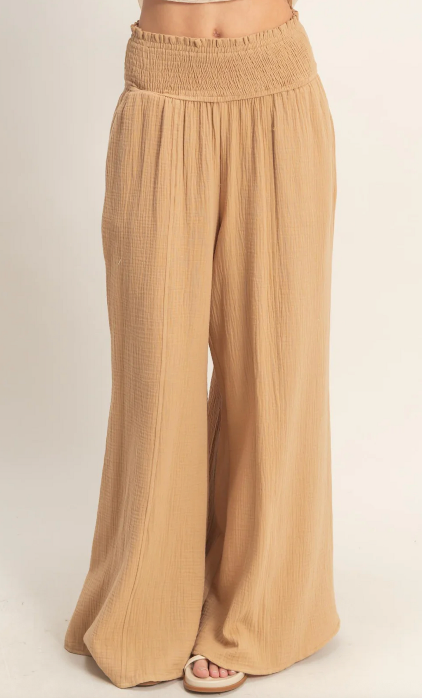 Lindsey Smocked Waist Leg Pant (Three Colors)*