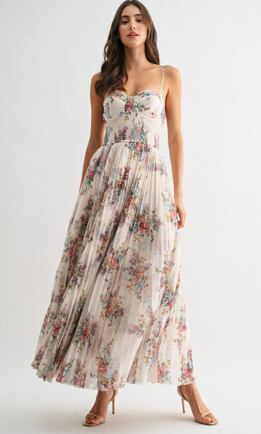 Lucy Pleated Tulle Maxi Dress Medium