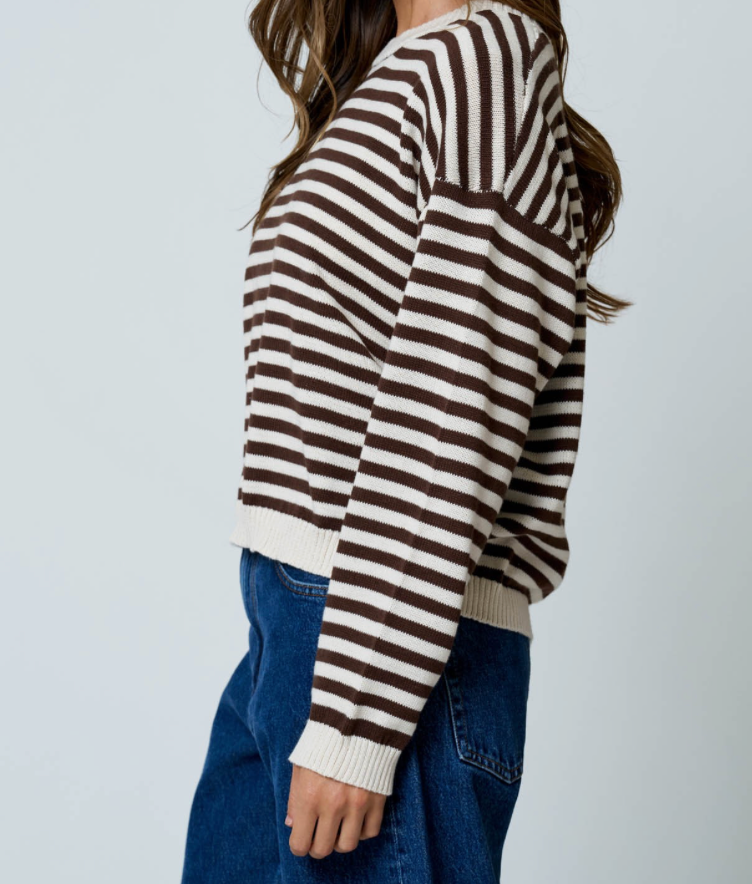 Natalie Stripe Button Back Sweater (Two colors)