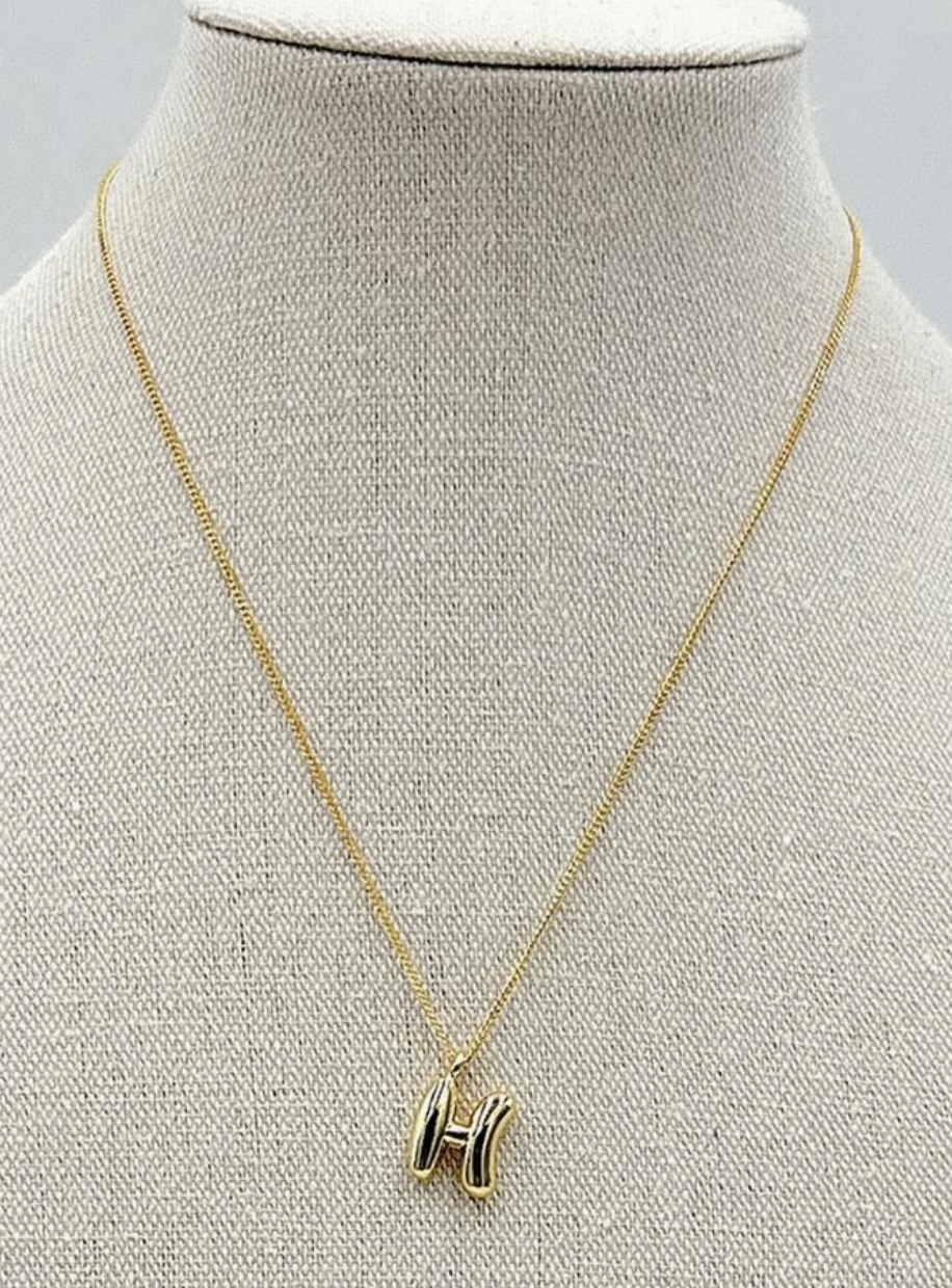 Gold Dipped Bubble Letter Necklace