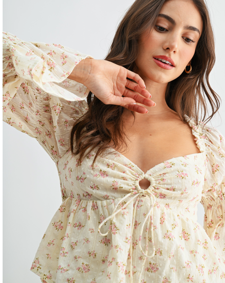Layla Floral Blouse With Smocked Back