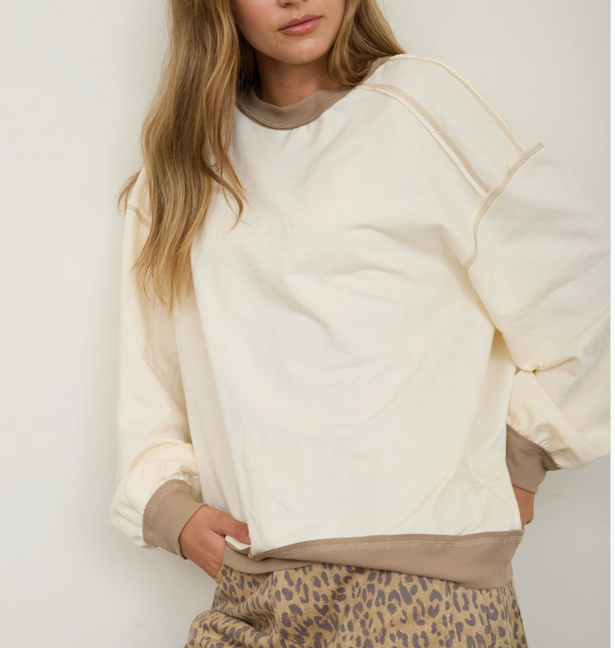 Alexis Exposed Seam Contrast Knit Top