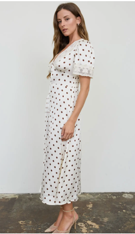 Penny Polka Dot Lace Midi Dress