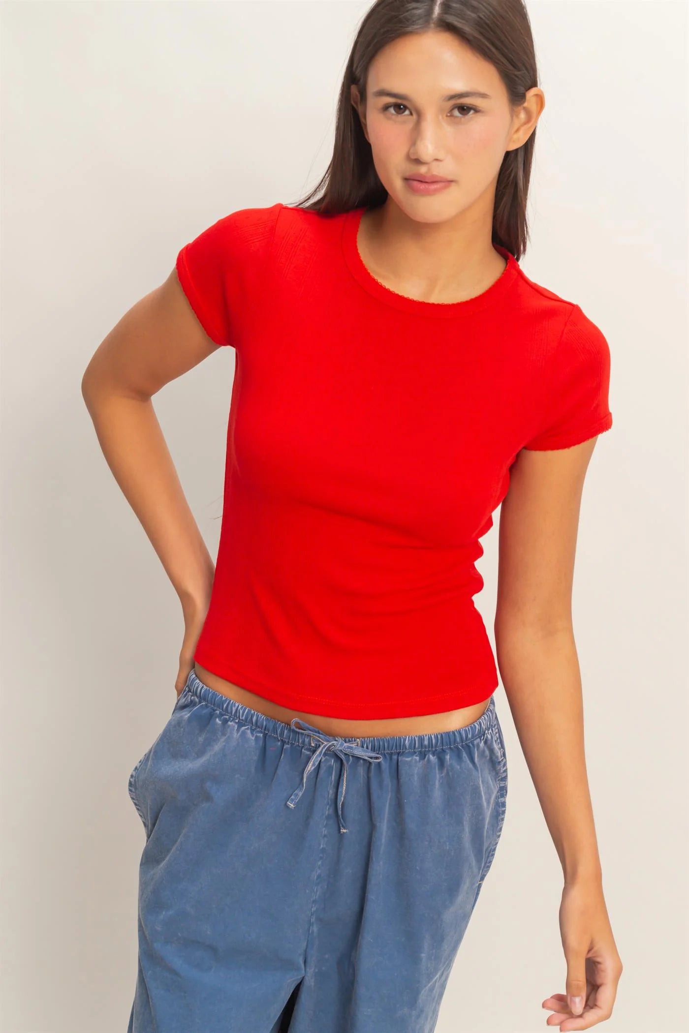 Sonya Pointelle Short Sleeve Top (Five Colors)