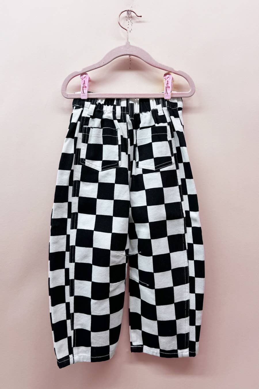Kids Checkered Barrel Pants