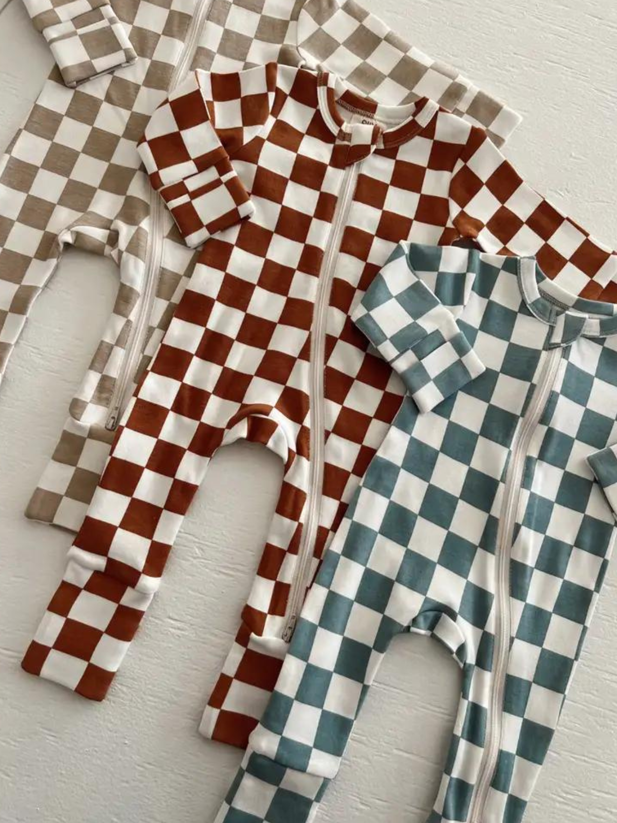 Tiramisu Checkerboard / Organic 2-Way Zip Romper (Baby-Kids)