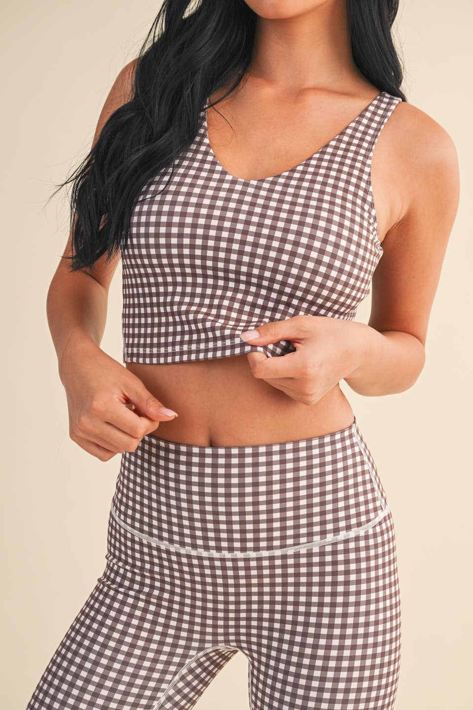 Gingham Performance Cropped Tank Top