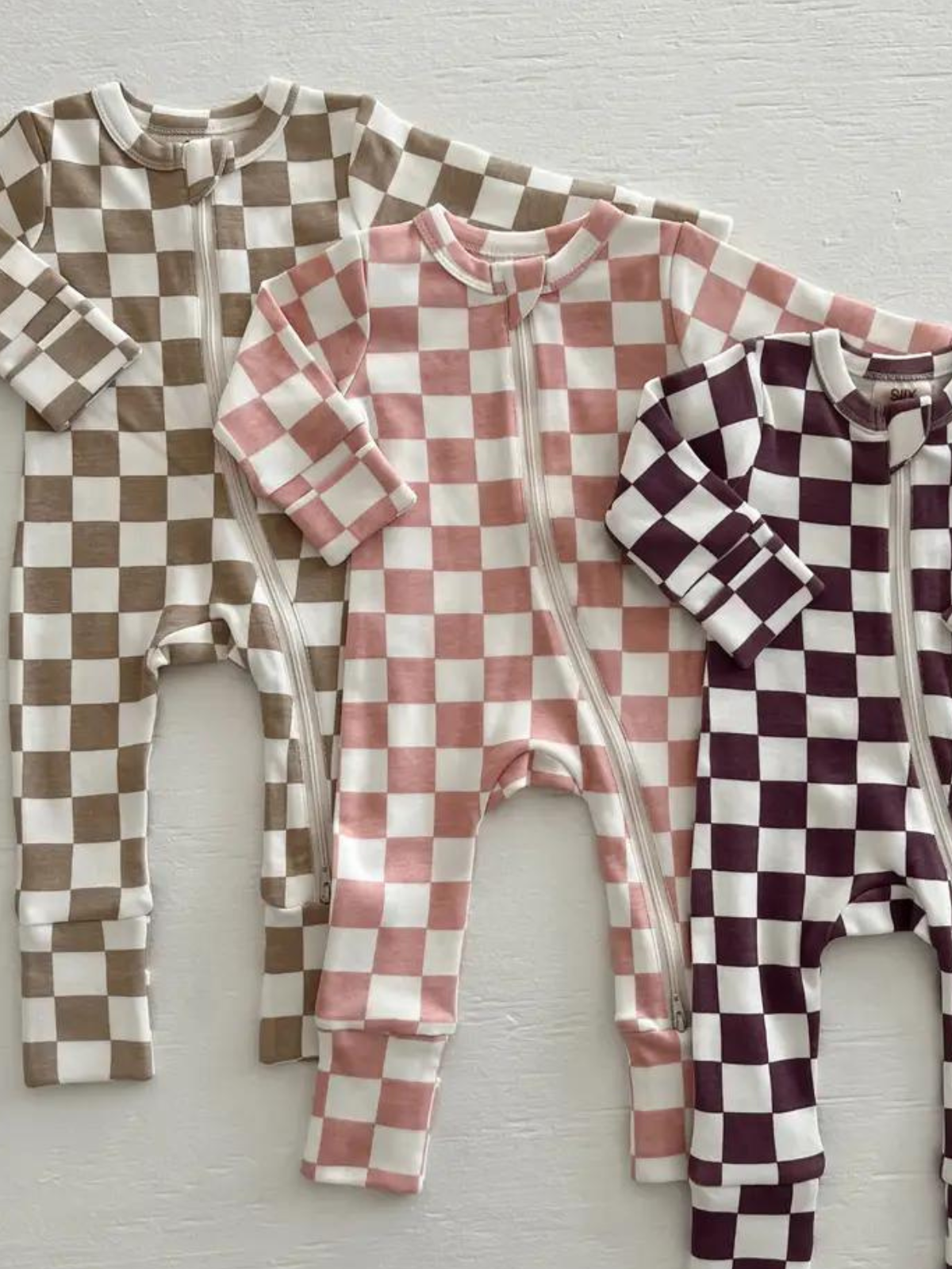 Tiramisu Checkerboard / Organic 2-Way Zip Romper (Baby-Kids)