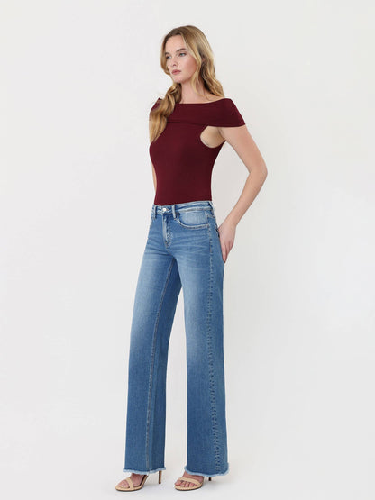 River Raw Hem Wide Leg Jeans