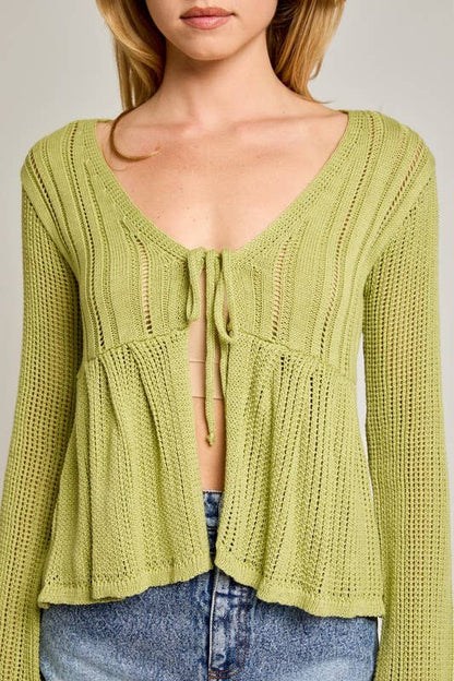 Paige Long Sleeve V-Neck Open Sweater Top